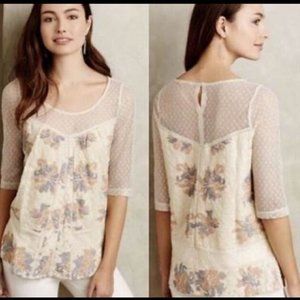 Anthropologie | Meadow Rue Floral Lace Top